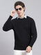 Men Black Self Design Wool blend Pullover