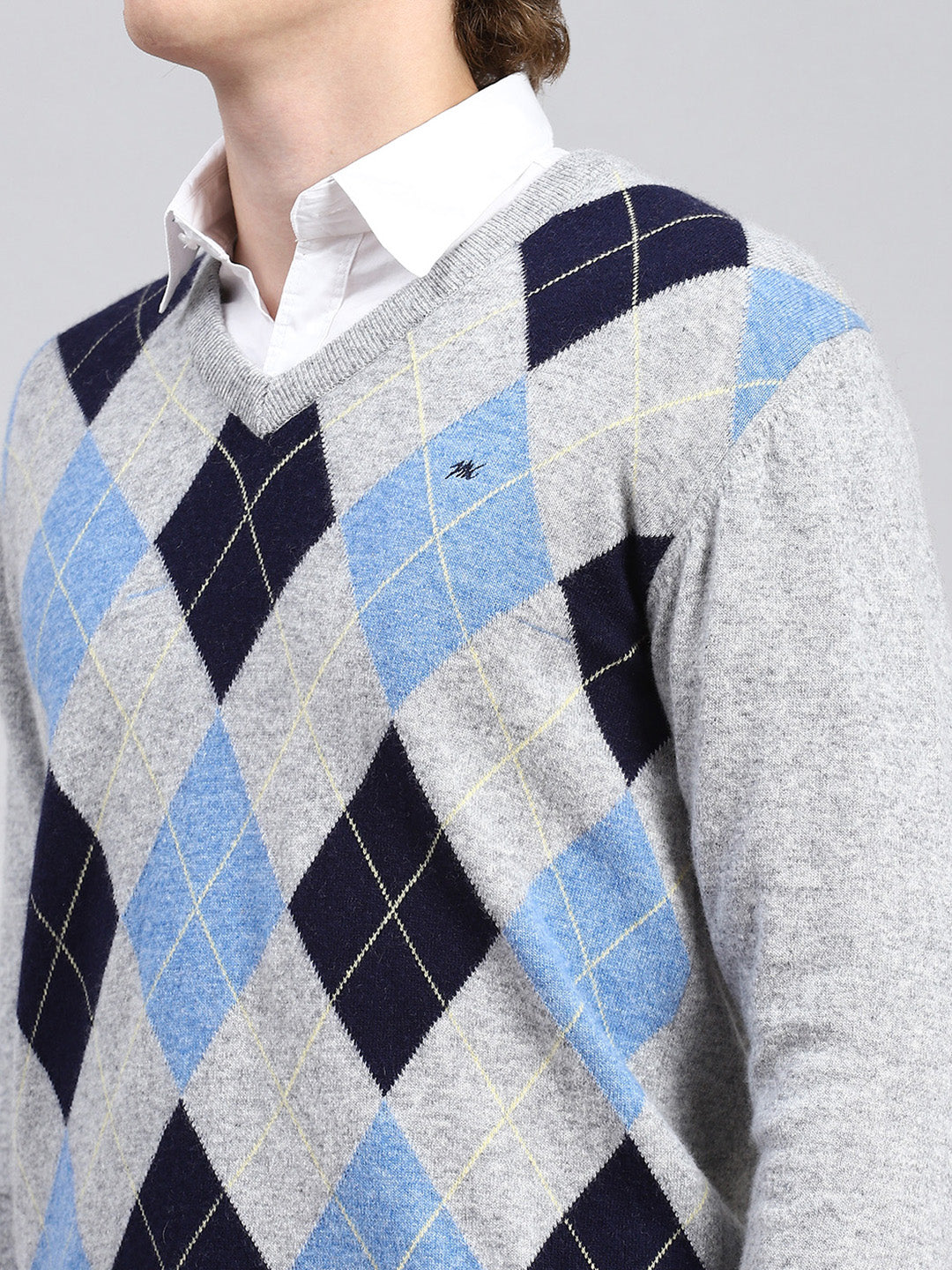 Men Grey Printed Pullover