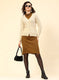 Women Beige Self Design Wool blend Cardigan