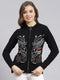 Women Black Self Design Wool blend Cardigan