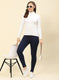Women White Self Design Blend wool Winter Top