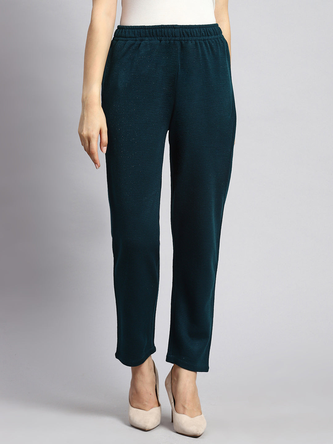 Women Blue Self Winter Lower