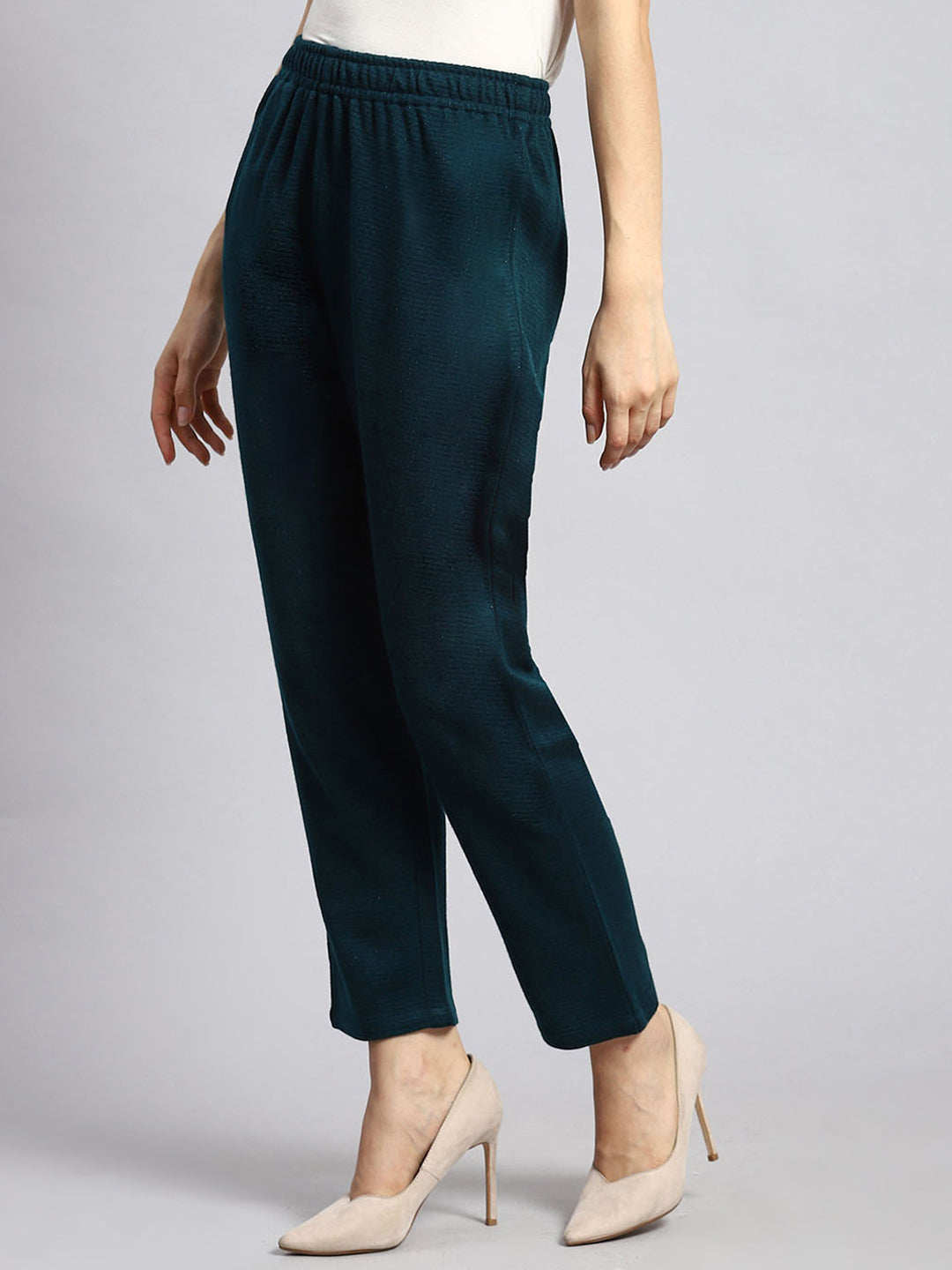 Women Blue Self Winter Lower
