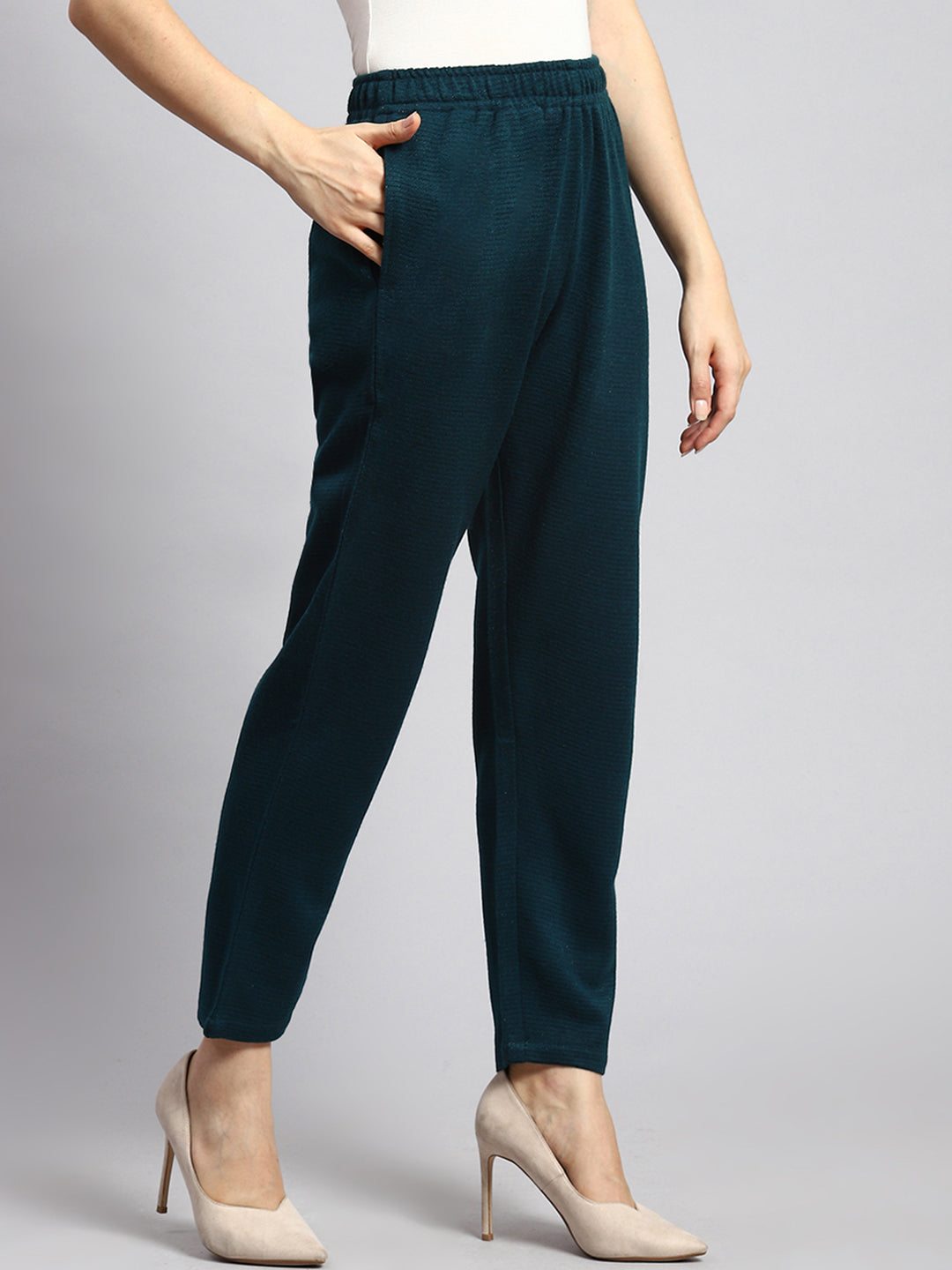 Women Blue Self Winter Lower