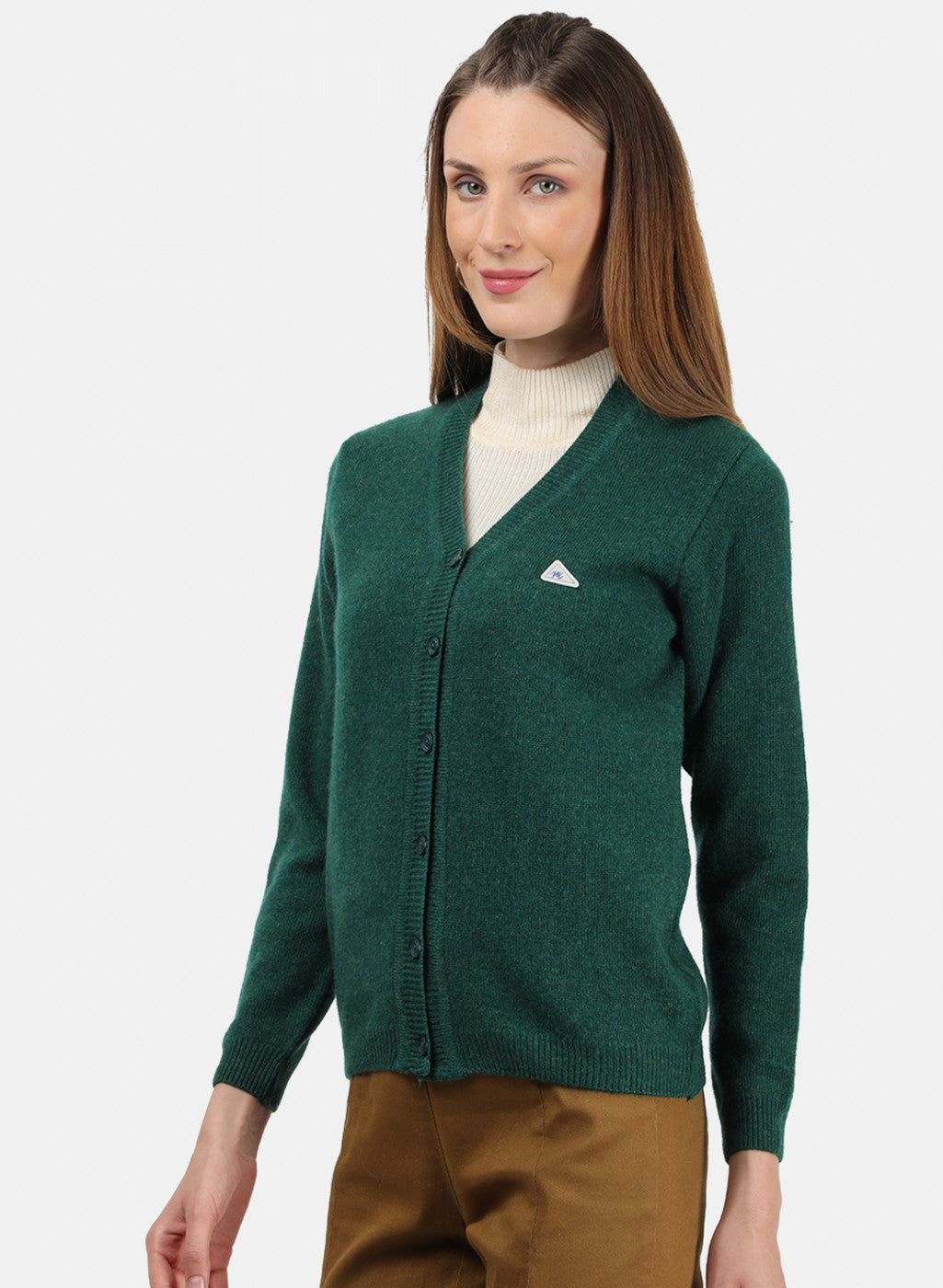 Women Green Solid Cardigan