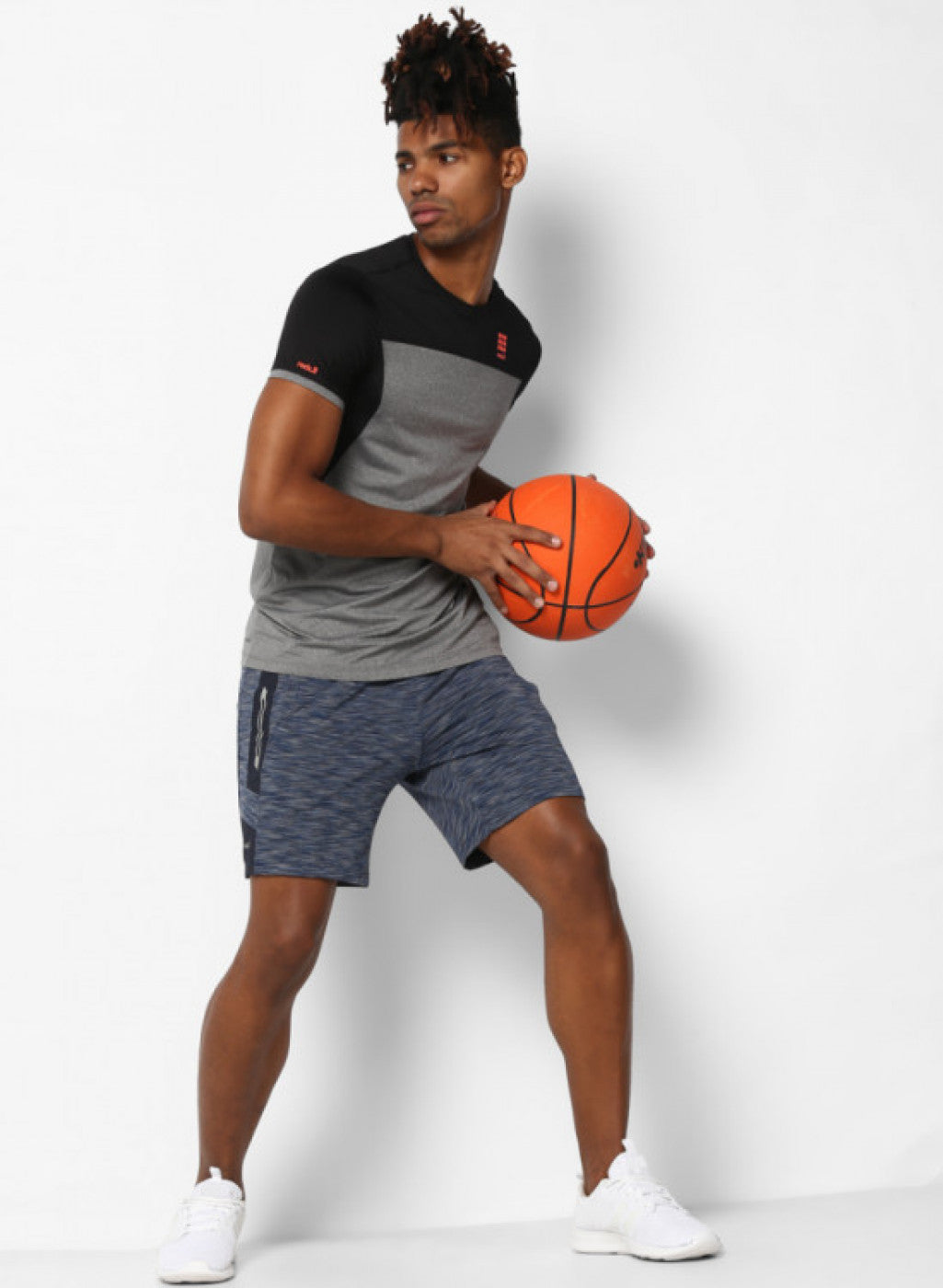 Rockit Grey Black Round Neck Smart Fit T-Shirt
