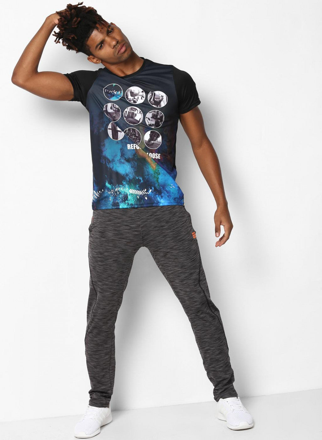 Rockit Black Round Neck Smart Fit T-Shirt