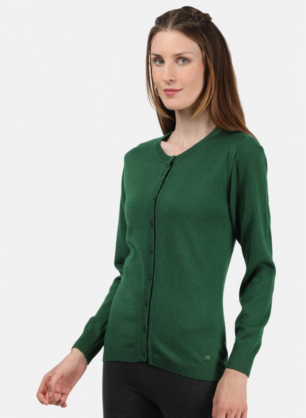 Women Green Solid Cardigan