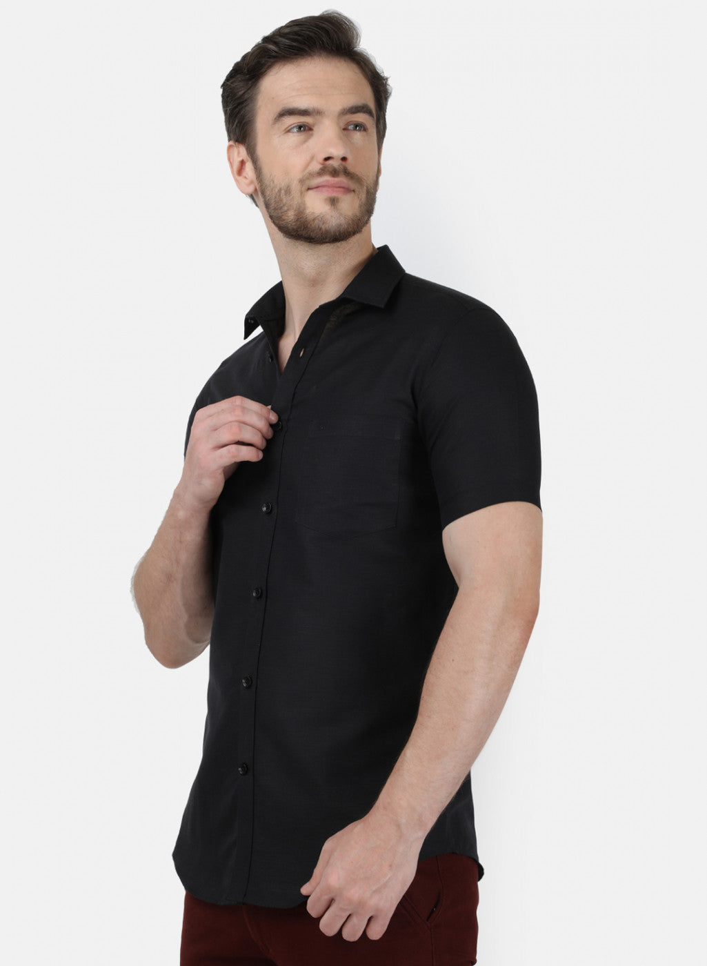 Mens Black Solid Shirt
