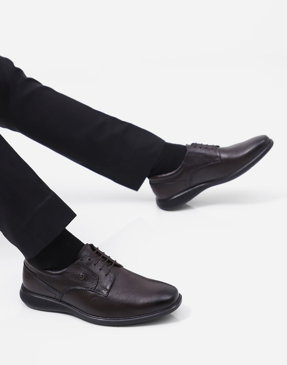 Men Brown Lace Up Genuine Leather Formal Derby