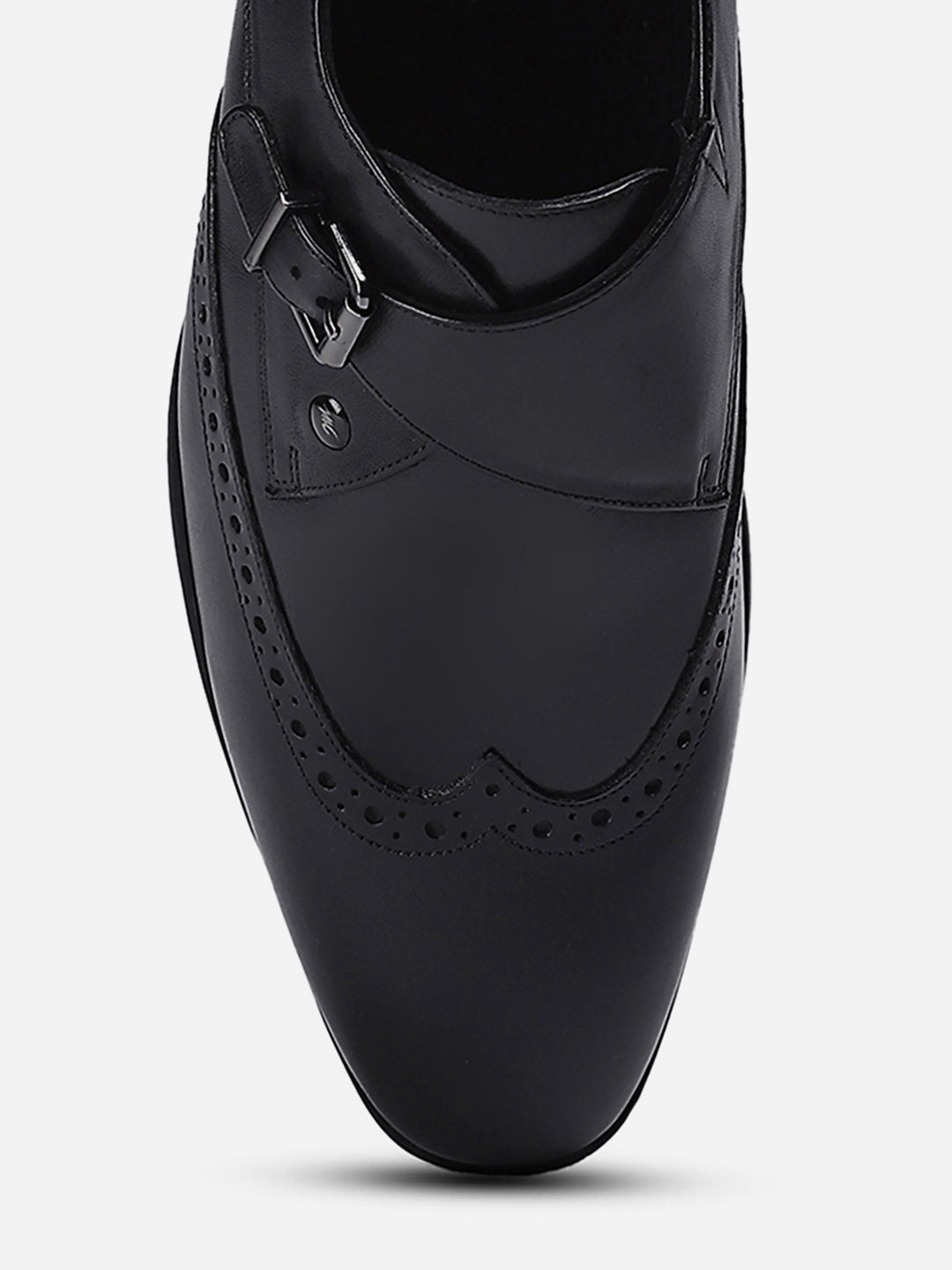 Men Black Buckle Genuine Leather Formal Monks