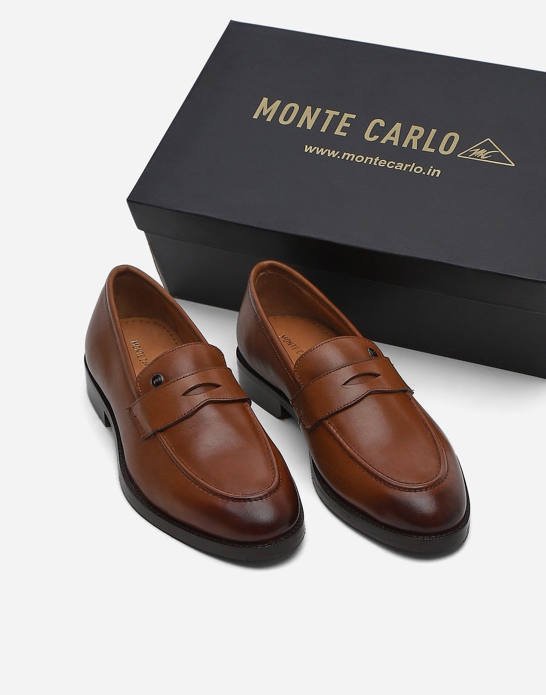 Men Tan Slip on Genuine Leather Loafers