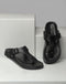 Men Black Leather Comfort Casual Slippers