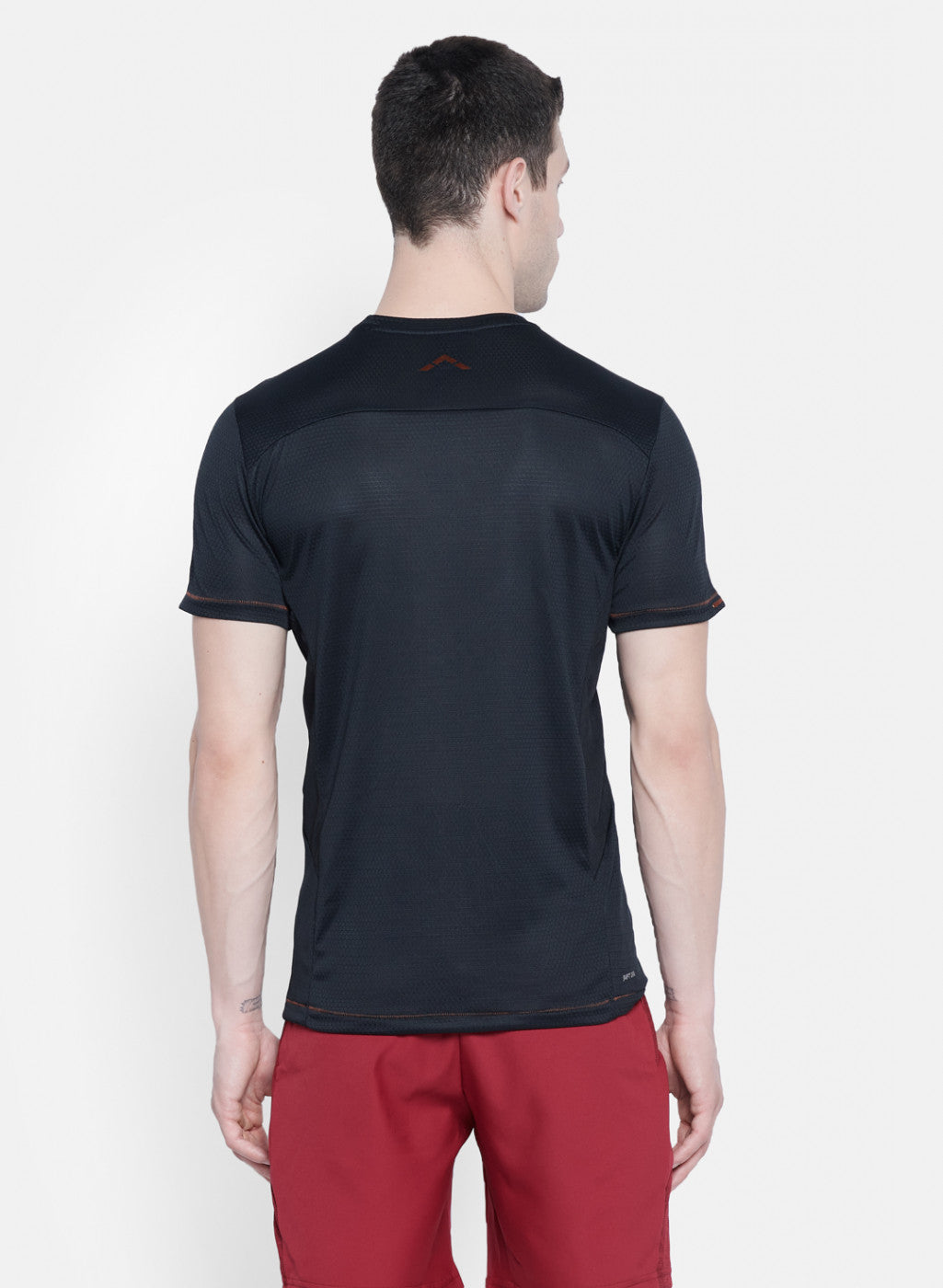 Mens Black Self Design T-Shirt