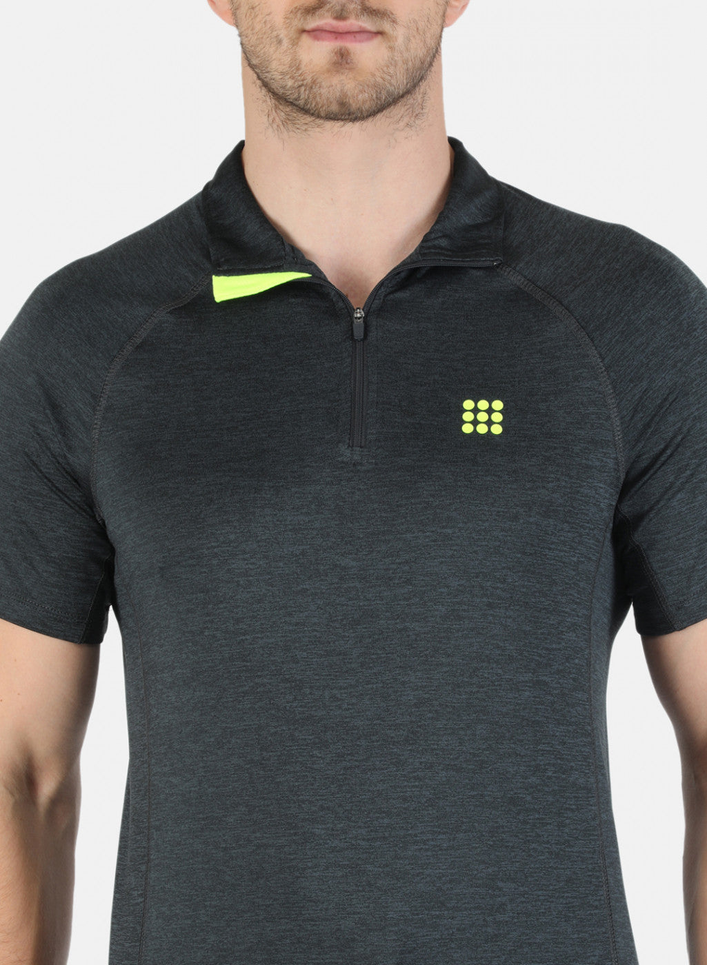 Grey Regular Fit Full Sleeve Collar Neck T-Shirt