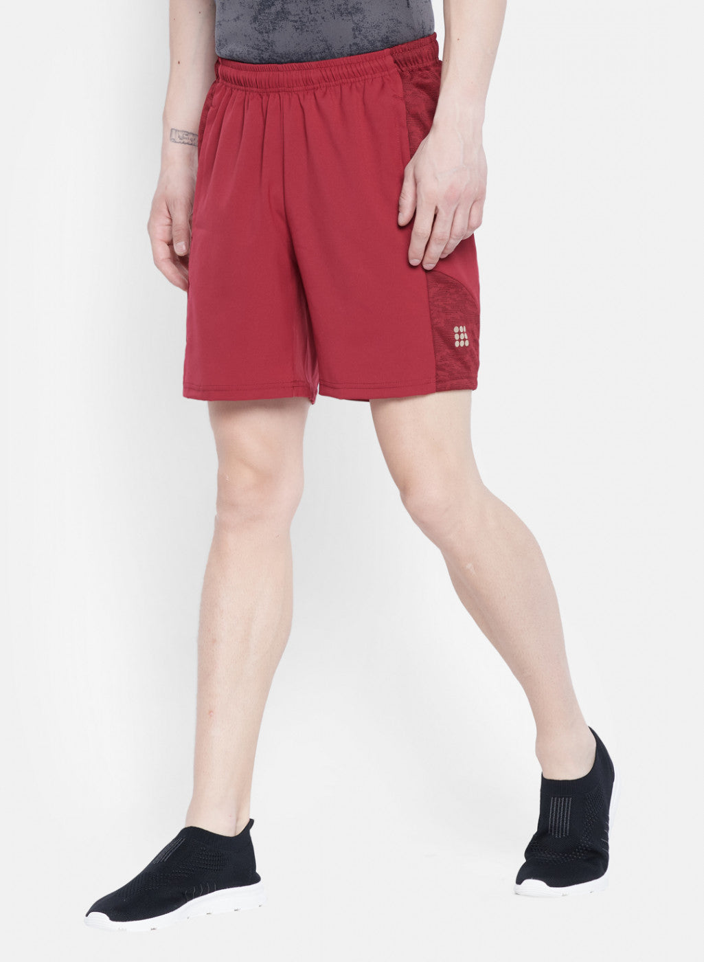 Mens Maroon Self Design Short