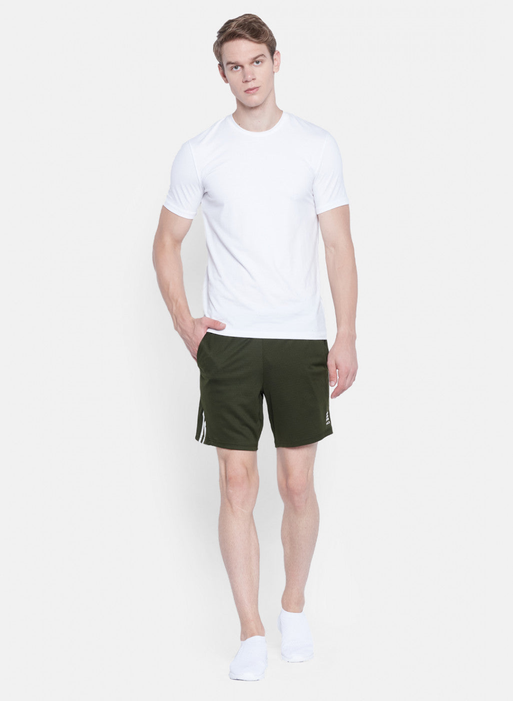 Mens Olive Self Design Short
