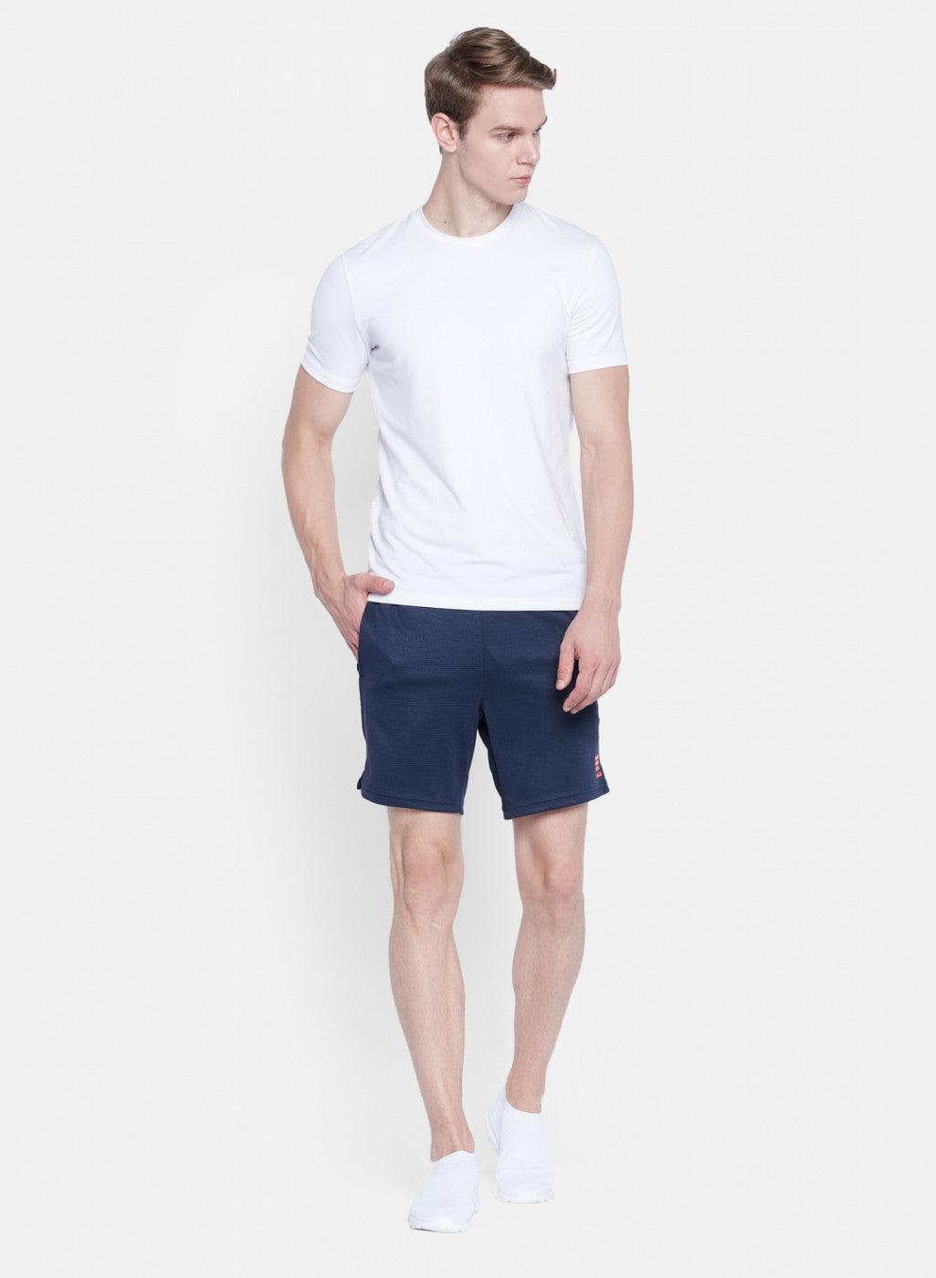 Mens Navy Blue Self Design Short