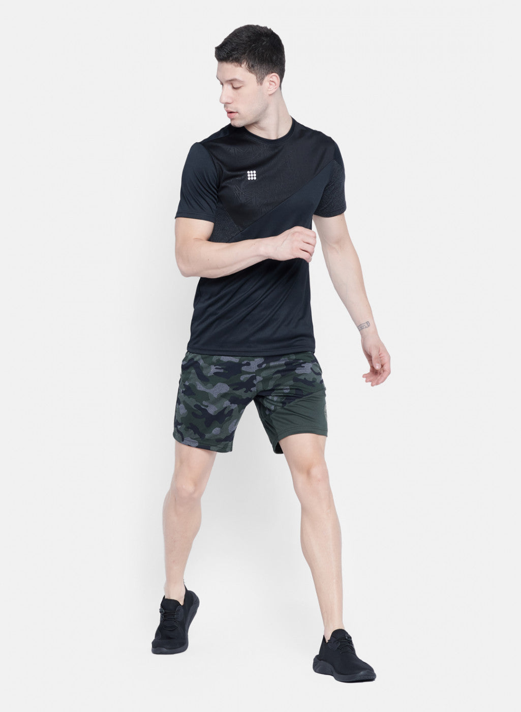 Mens Olive Printed Short