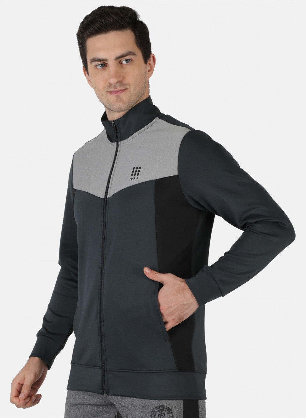 Men Grey Solid Sweatshirt