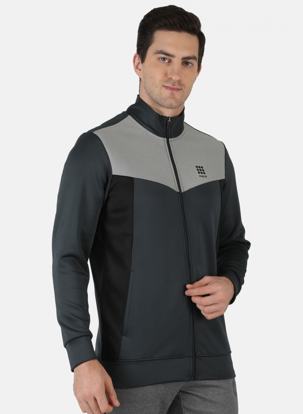 Men Grey Solid Sweatshirt
