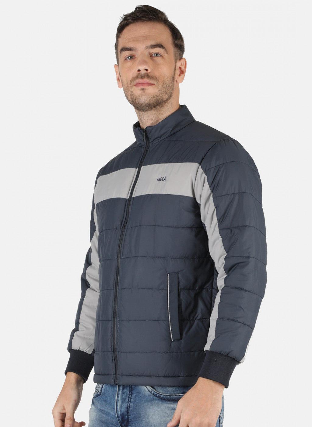 Men NAvy Blue Solid Jacket