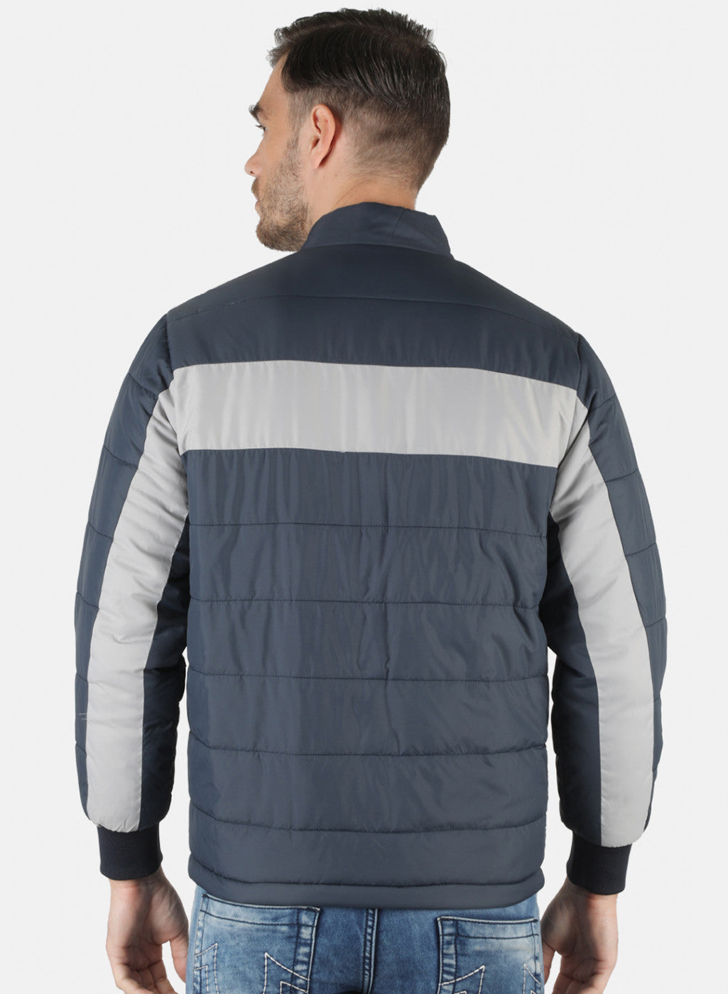 Men NAvy Blue Solid Jacket