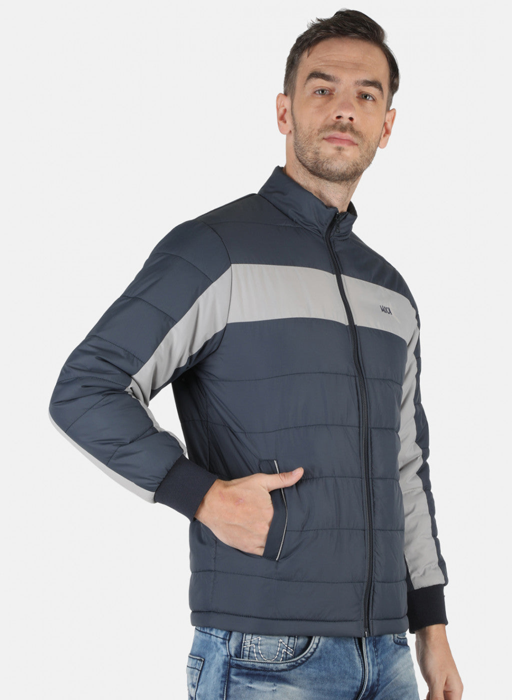 Men NAvy Blue Solid Jacket