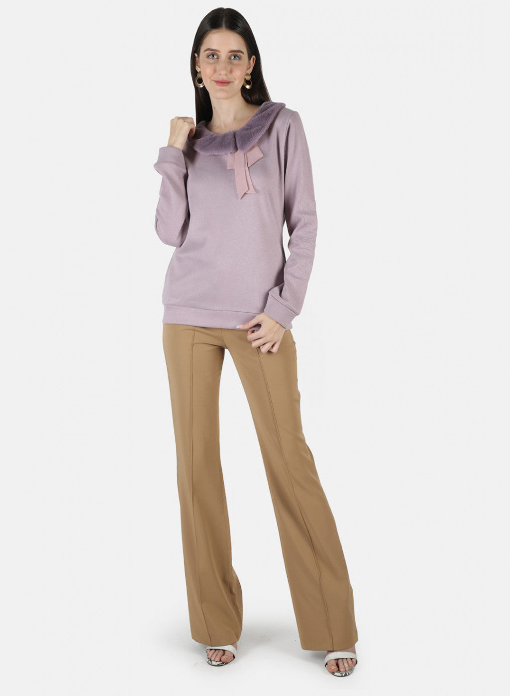 Women Purple Solid Sweatshirt