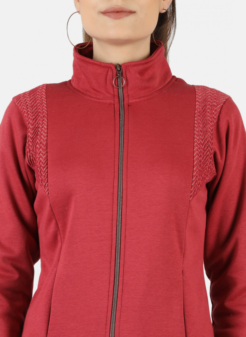 Women Red Solid Sweatshirt