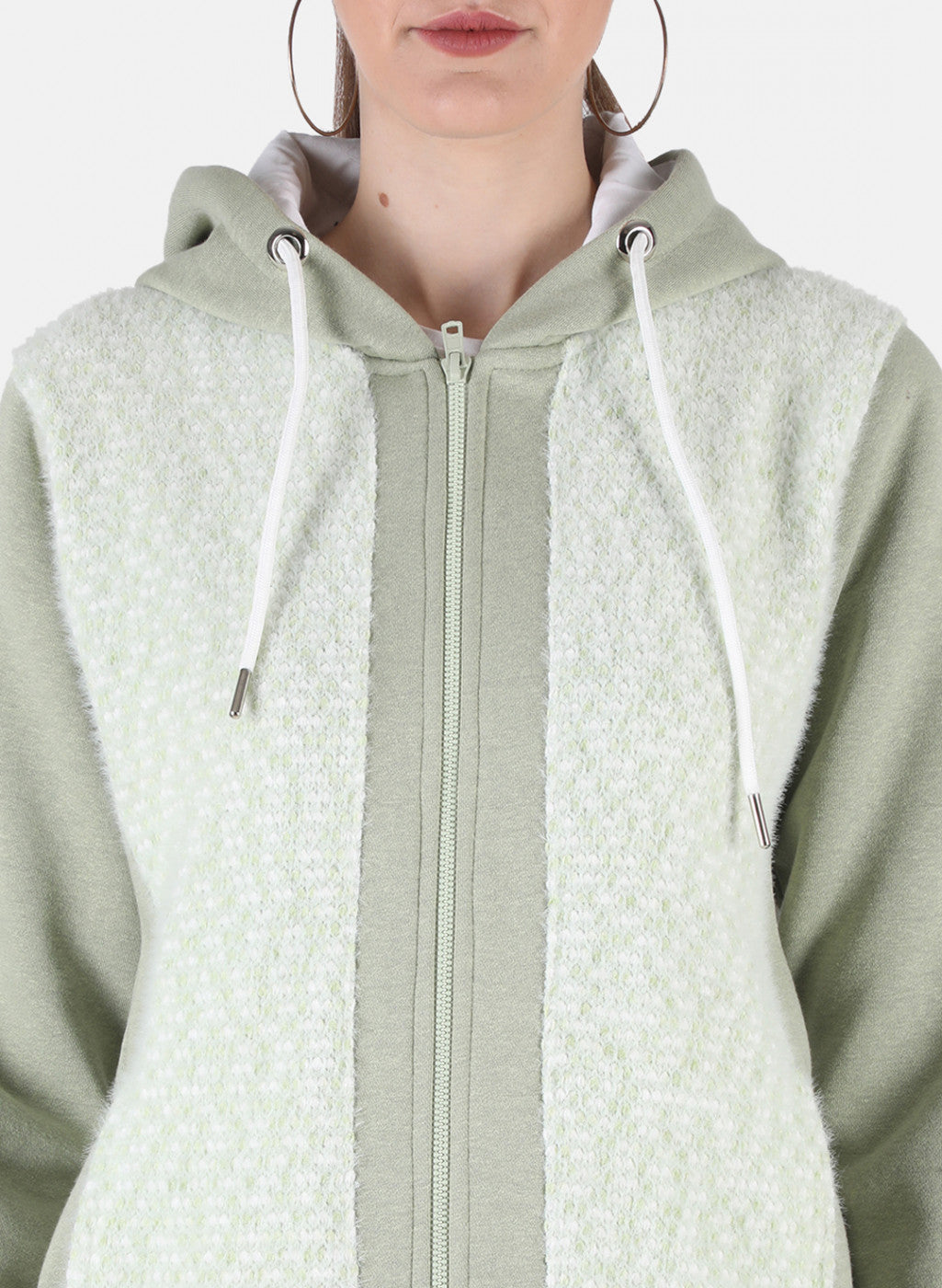 Women Green Jaquard Sweatshirt