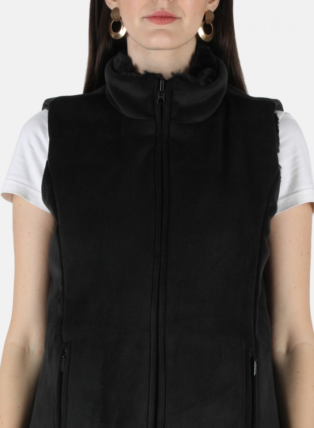 Women Black Reversible Solid Sweatshirt