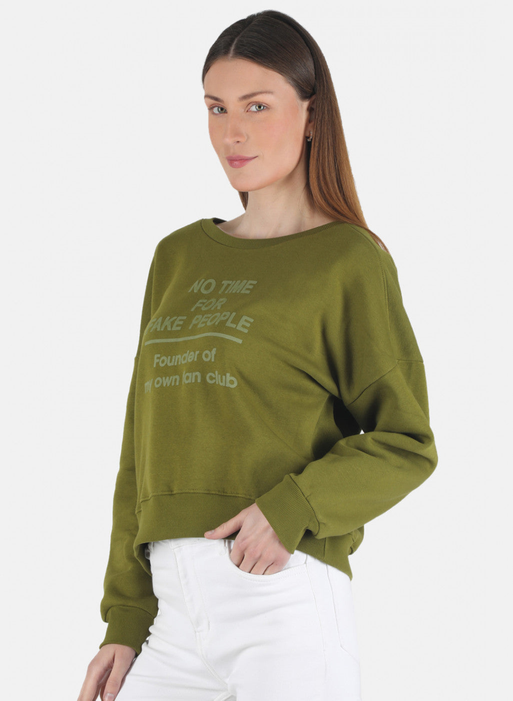 Women Green Printed Sweatshirt