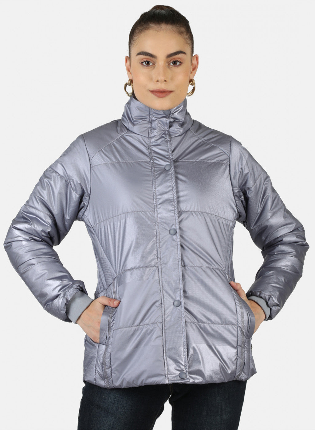 Women Purple Solid Jacket