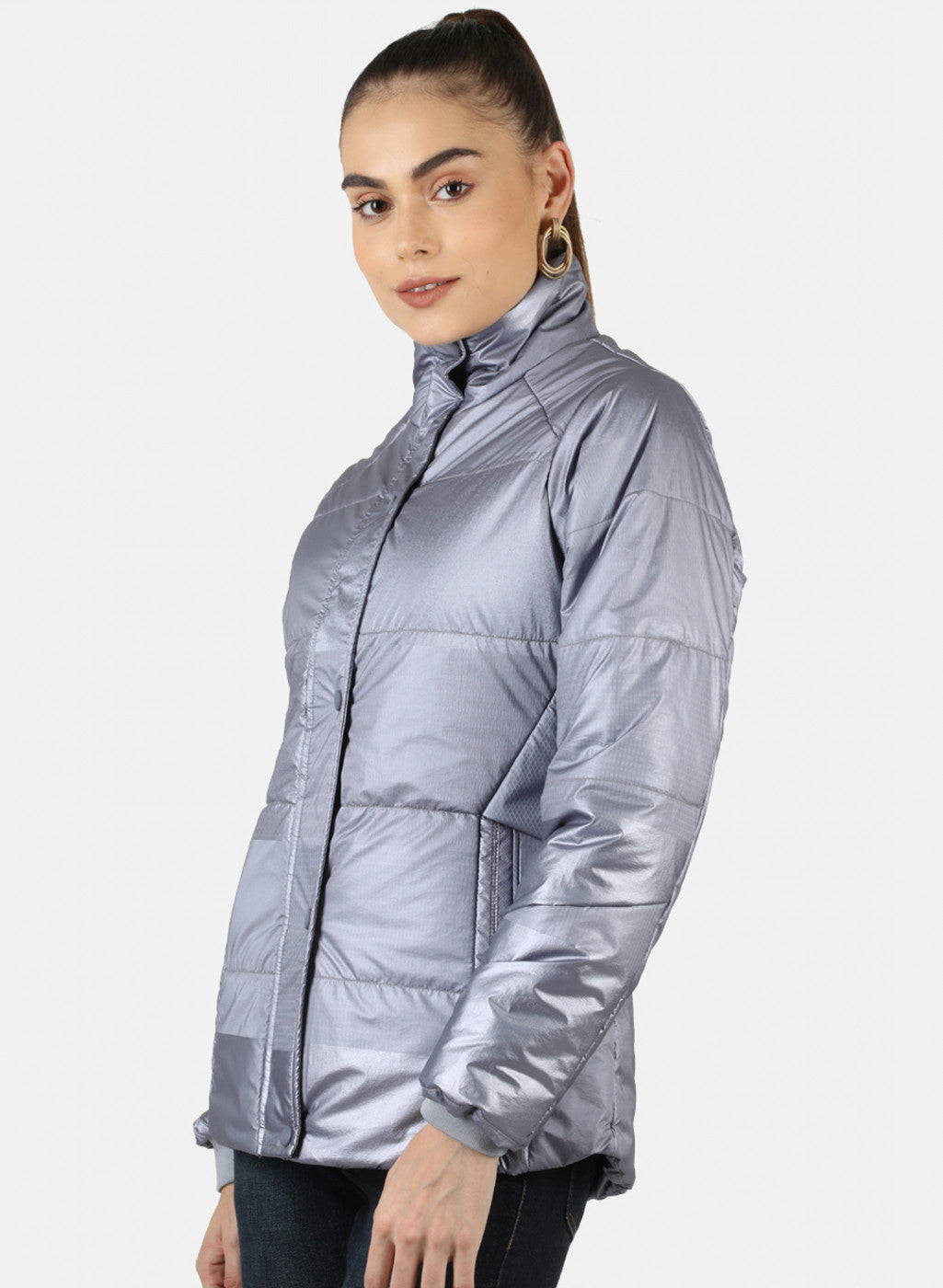 Women Purple Solid Jacket