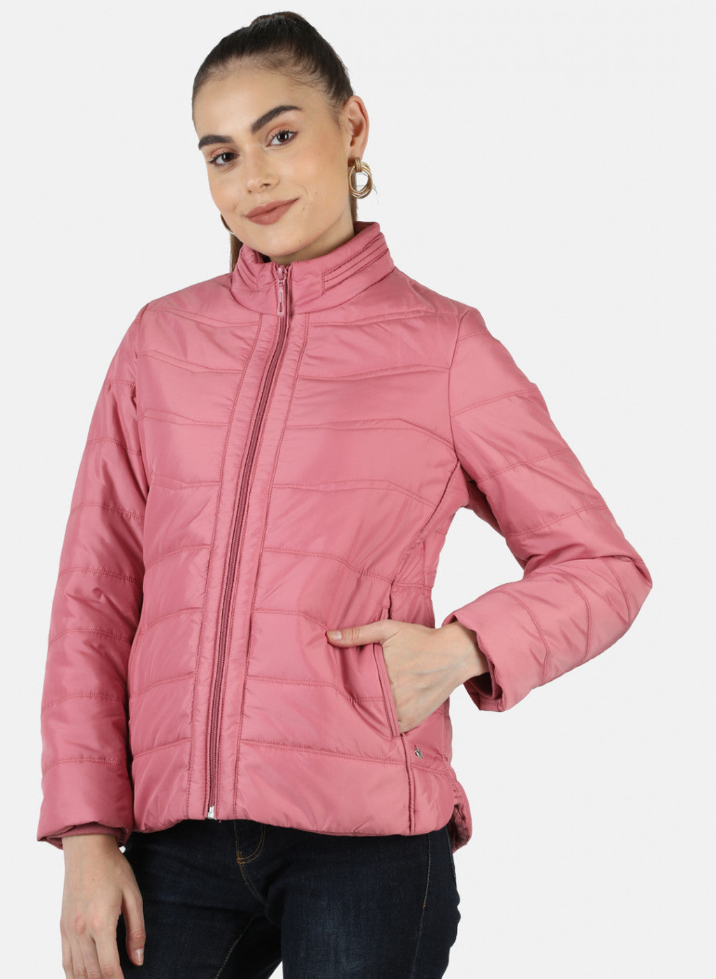 Women Pink Solid Jacket