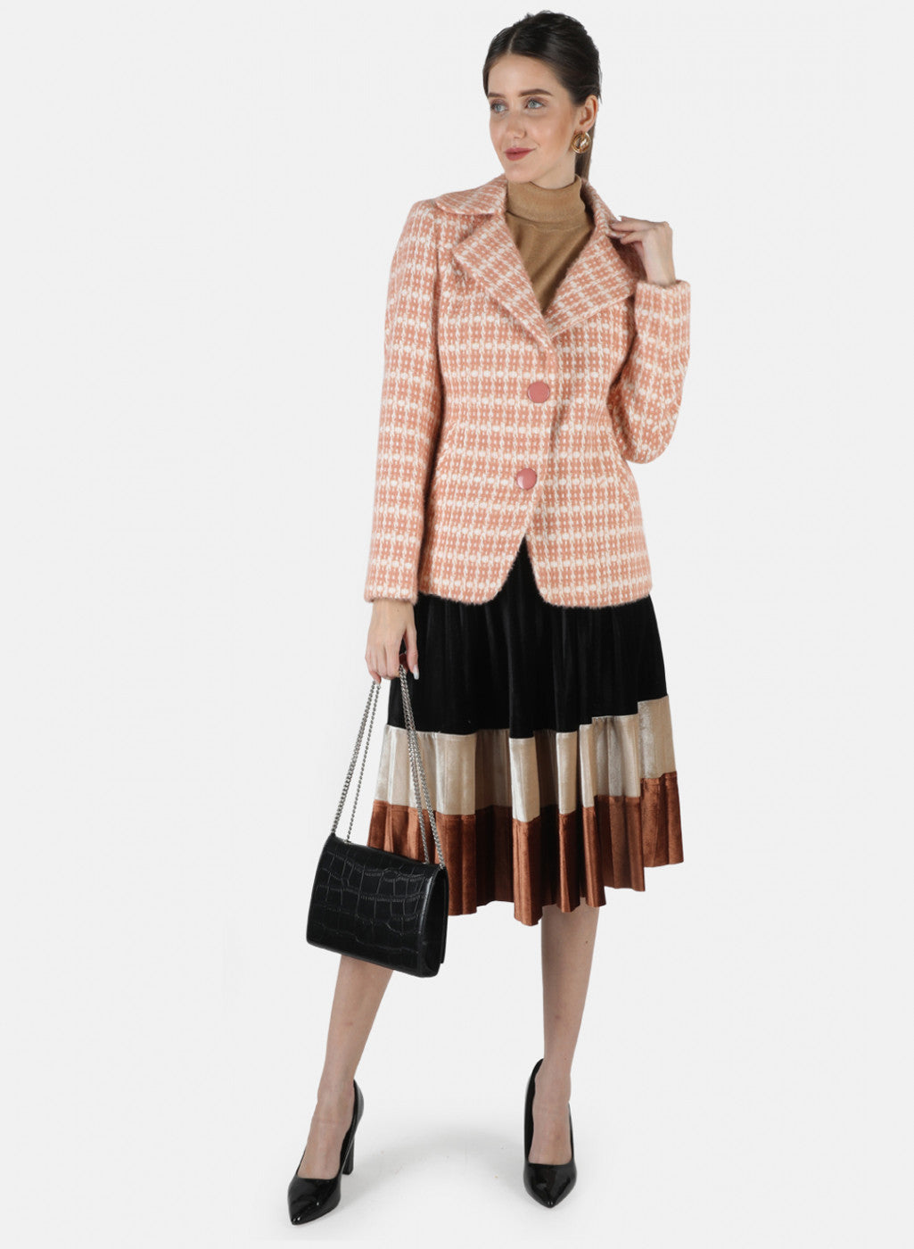 Women Pink Jaquard Coat