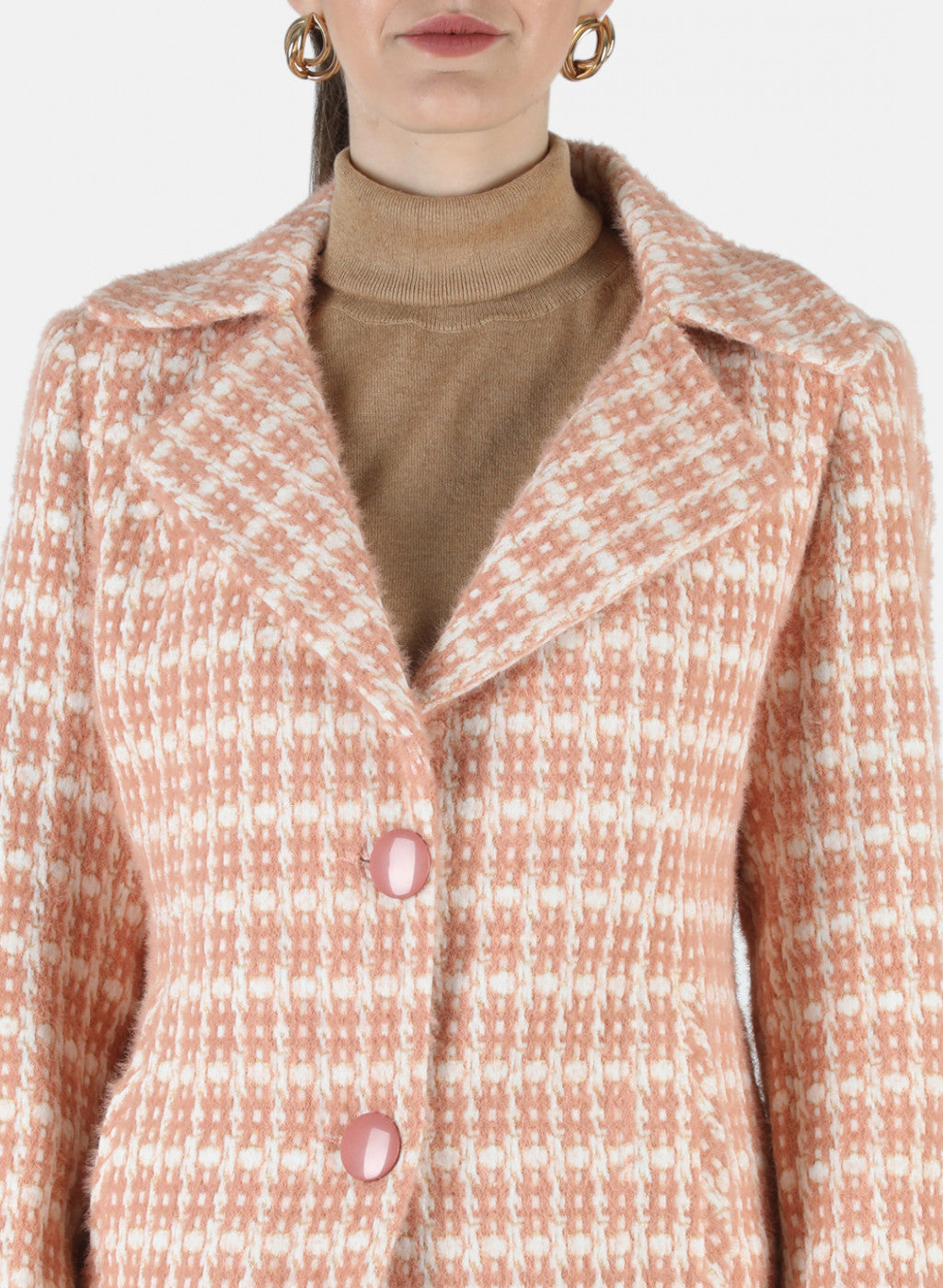 Women Pink Jaquard Coat