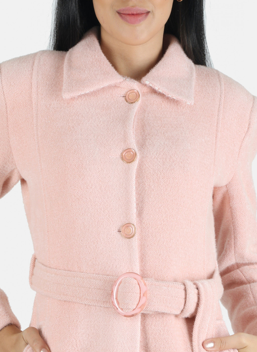 Women Pink Solid Coat