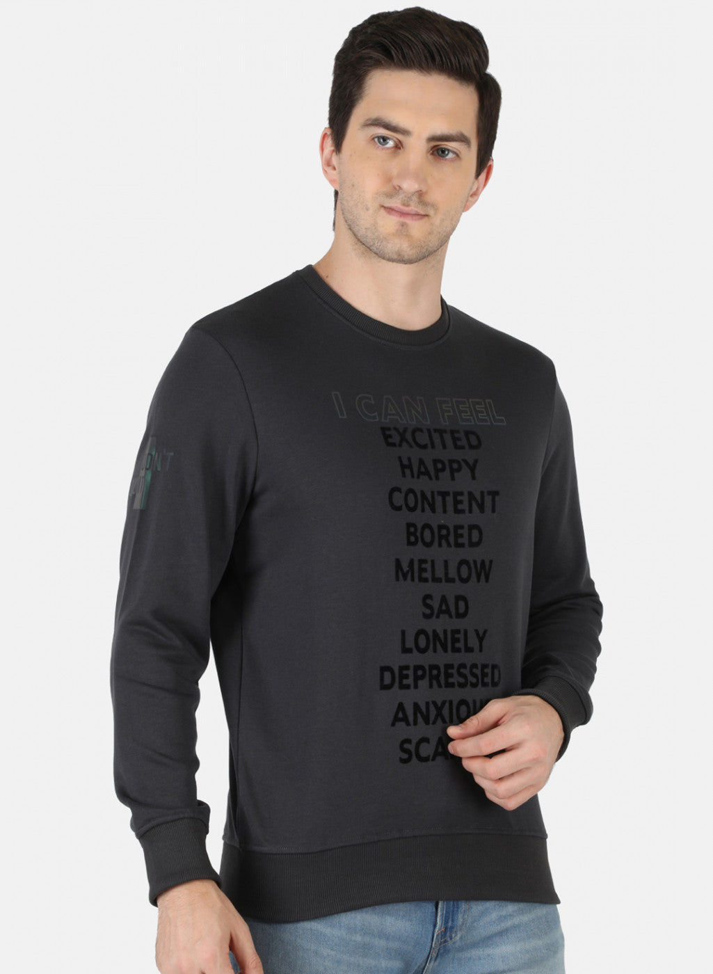 Men Grey Printed Sweatshirt