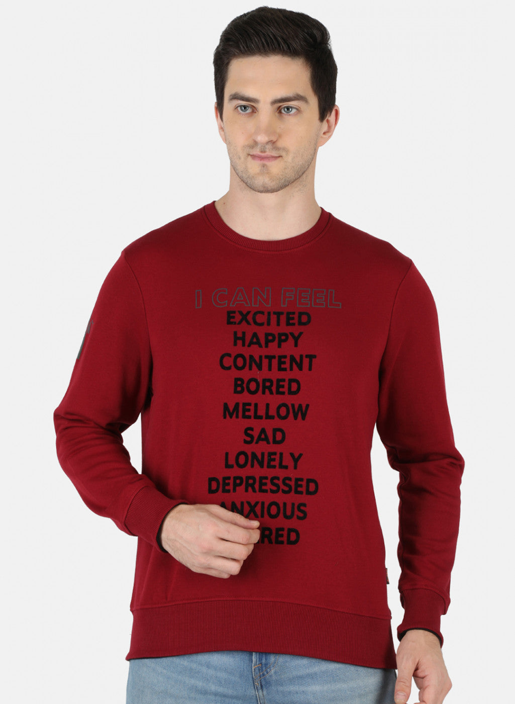 Men Maroon Printed Sweatshirt