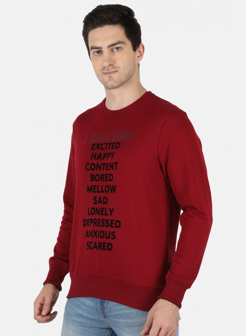 Men Maroon Printed Sweatshirt