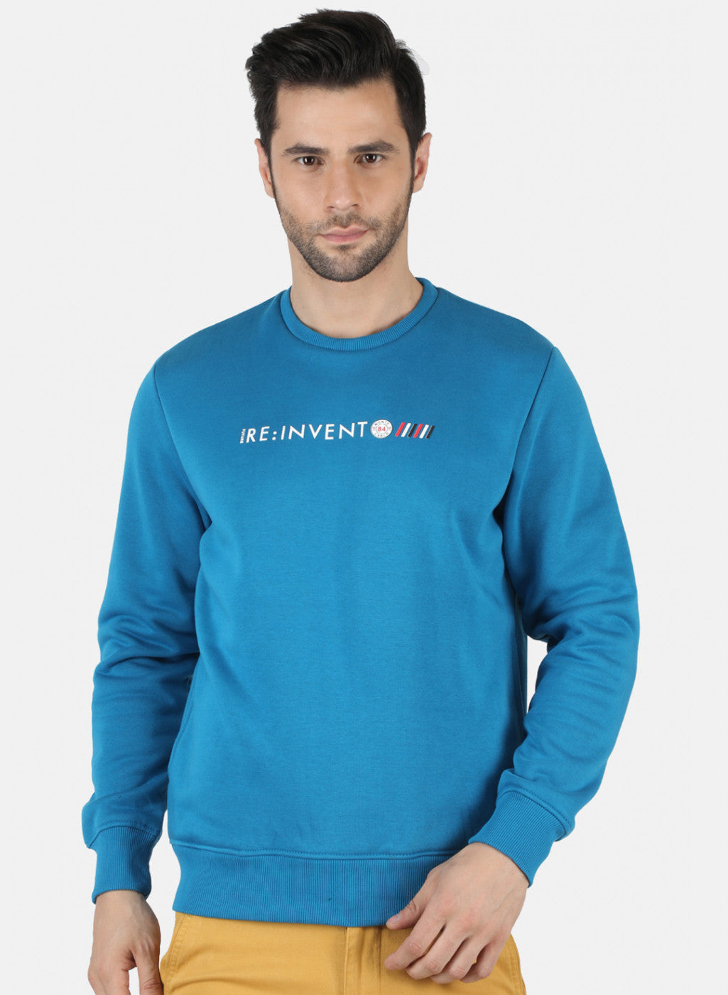 Men Blue Solid T-Shirt