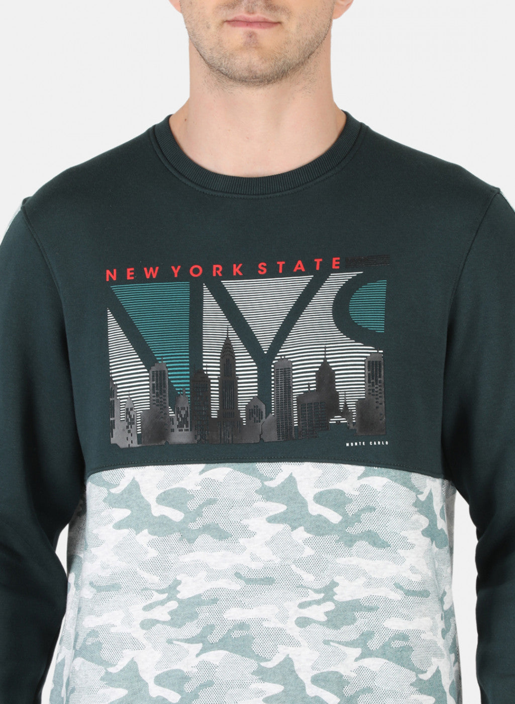 Men Green Printed Sweatshirt