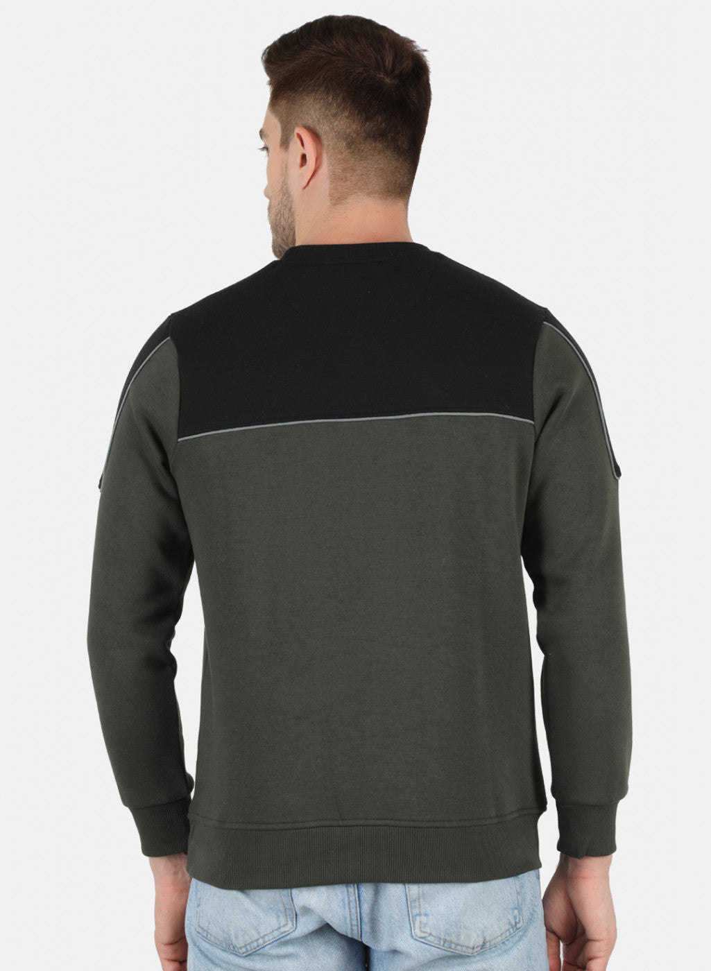 Men Olive Printed Sweatshirt