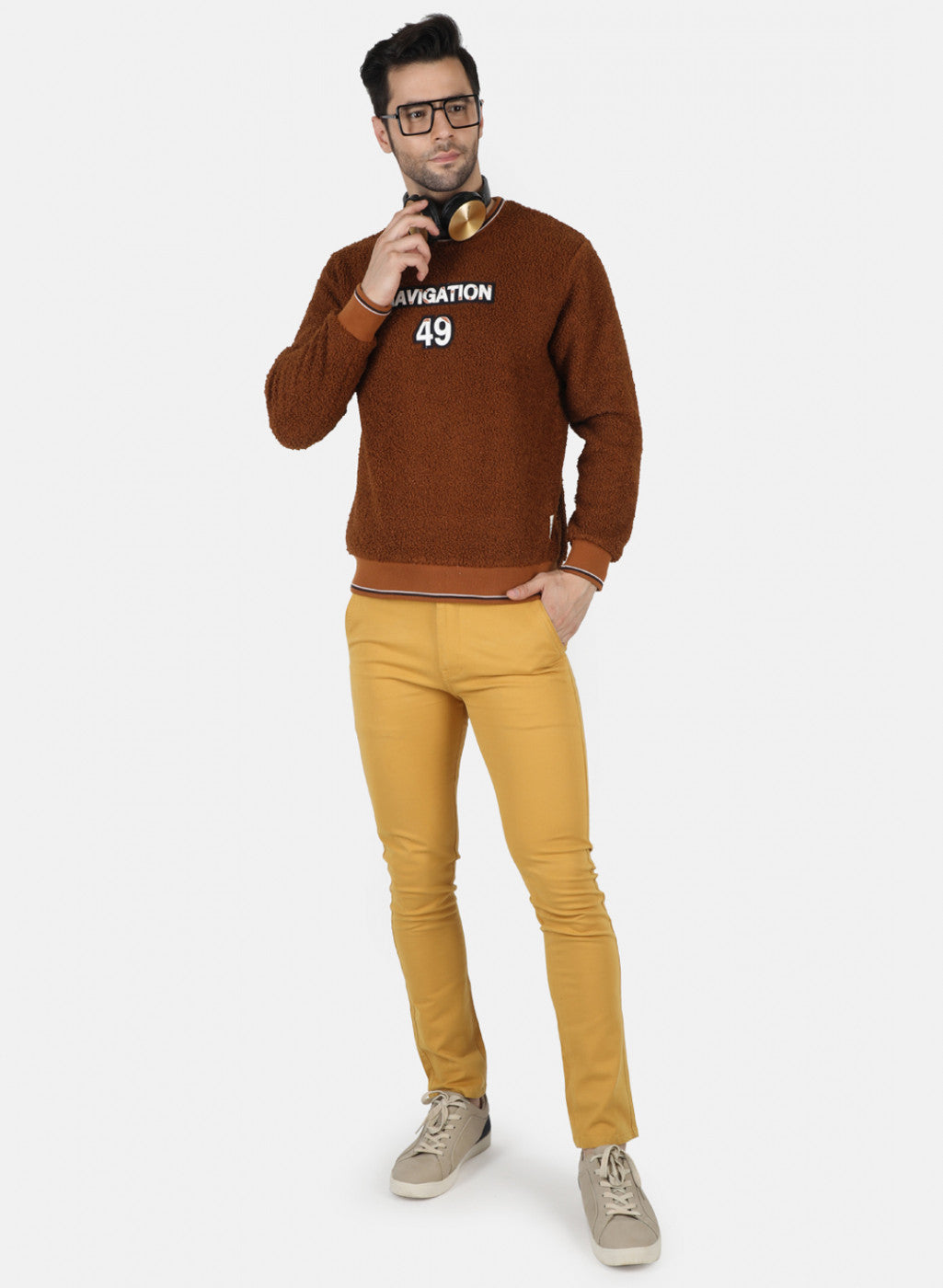 Men Brown Printed Sweatshirt