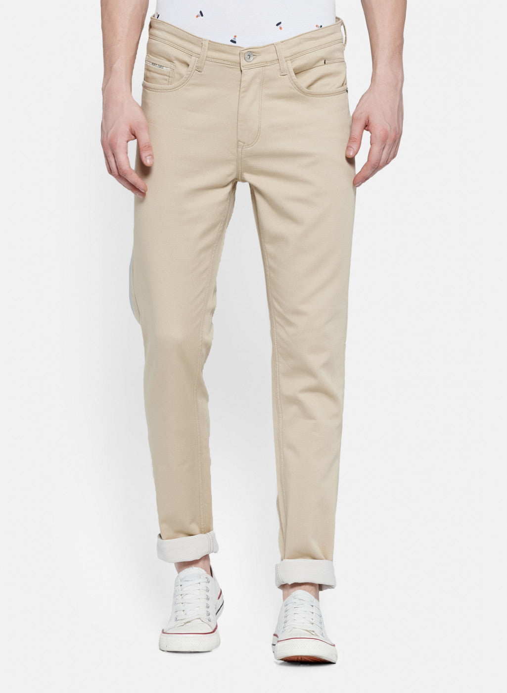 Mens Beige Slim Fit Trouser