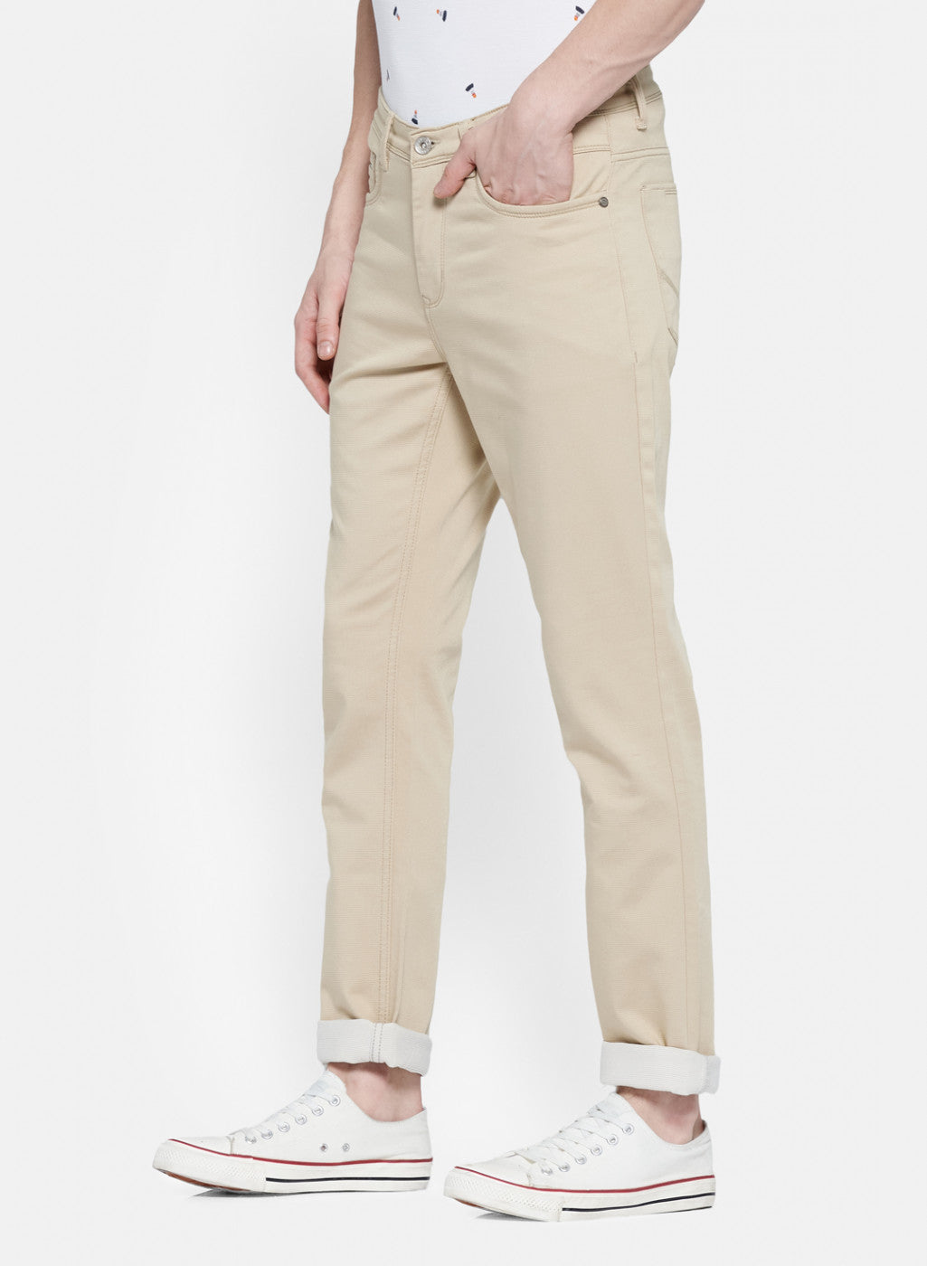 Mens Beige Slim Fit Trouser