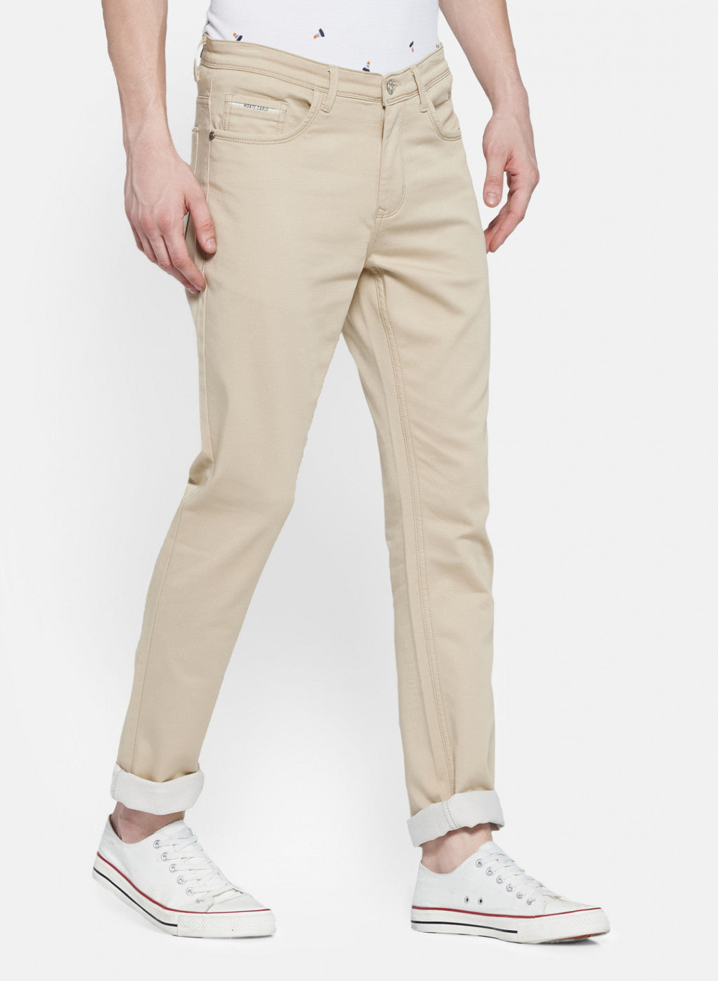 Mens Beige Slim Fit Trouser