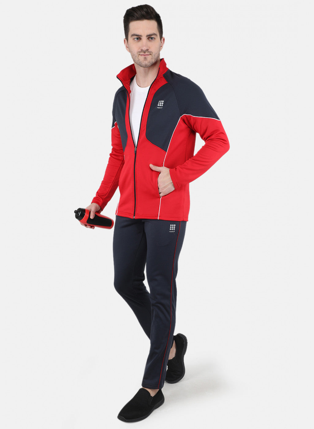Men Red Solid Tracksuit